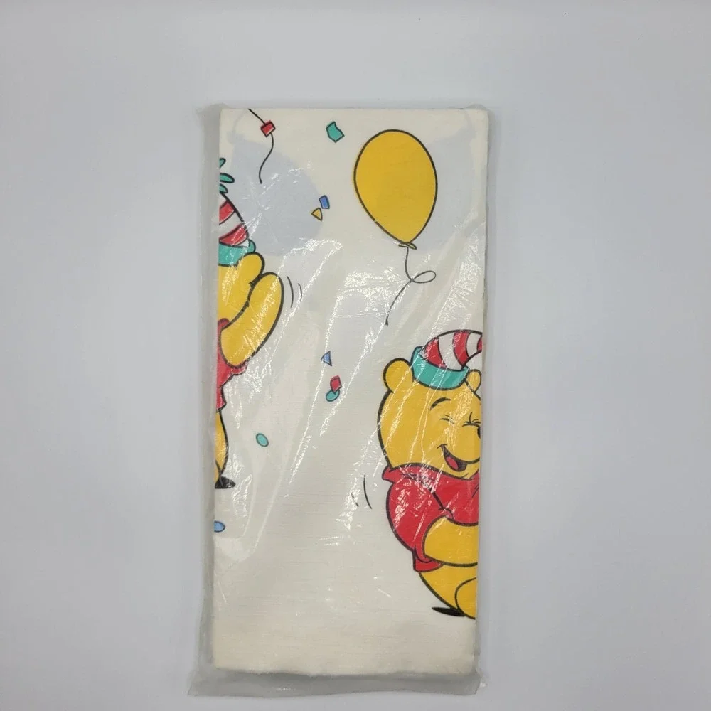 Vtg Winnie The Pooh Plastic Table Cover Disney Hallmark Party Tablecloth 54x102